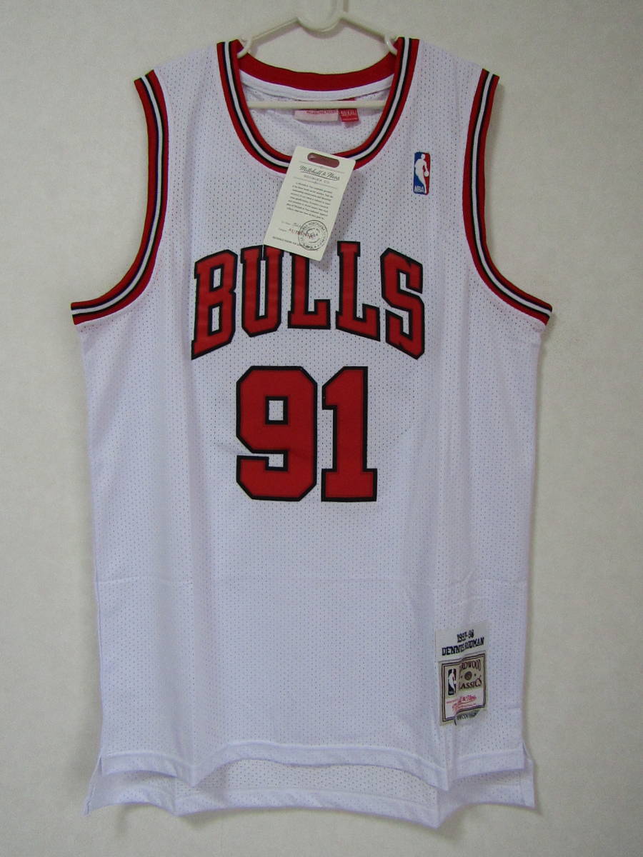 【未使用品】 NBA RODMAN #91 デニス・ロッドマン BULLS シカゴ・ブルズ ユニフォーム ゲームシャツ ジャージ 刺繍 ジョーダン XXL 白の画像1