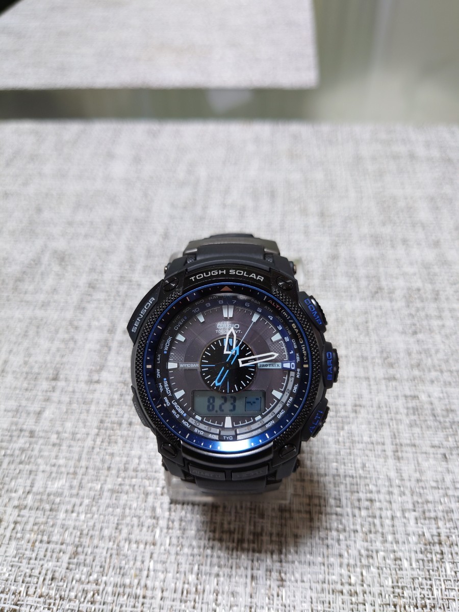 美品◆カシオ プロトレック 腕時計 PRW-5000Y ブラック×ブルー