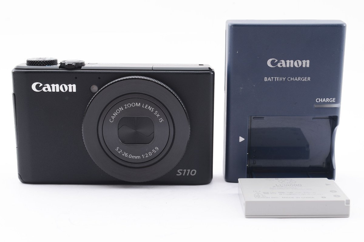 Canon PowerShot S110 12.1MP ブラック 光学ズーム5倍 デジタルズーム4倍 タッチパネル Wi-Fi機能 [美品] 充電器 バッテリー