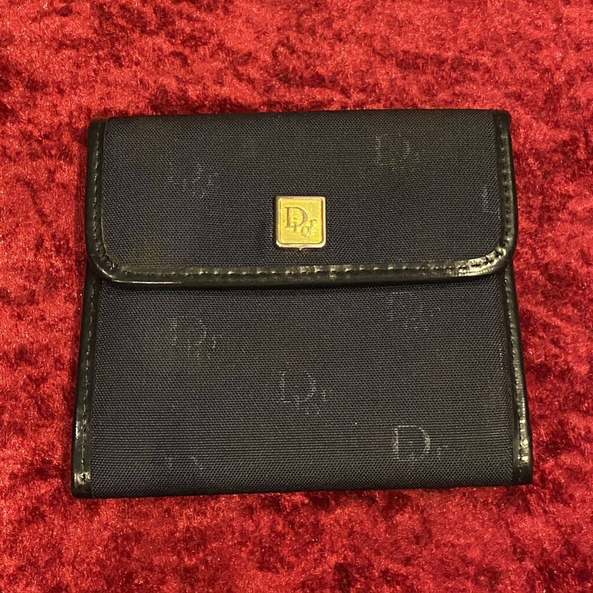 送料無料 vintage Dior クリスチャンディオール 総柄 二つ折り財布