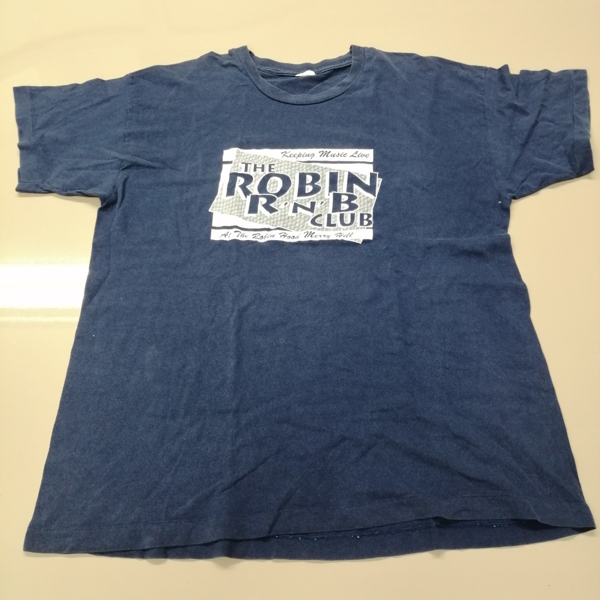 C08 バンドTシャツ　ライブハウス　ROBIN R'N'B CLUB ヴィンテージ　シングルステッチ　ネイビー_画像1