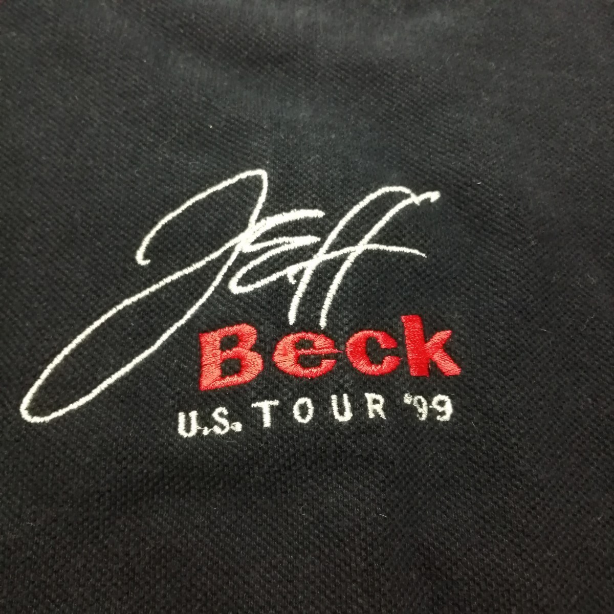 C08 バンドTシャツ ジェフベック ポロシャツ ネイビー JEFF BECK US tour 99の画像3