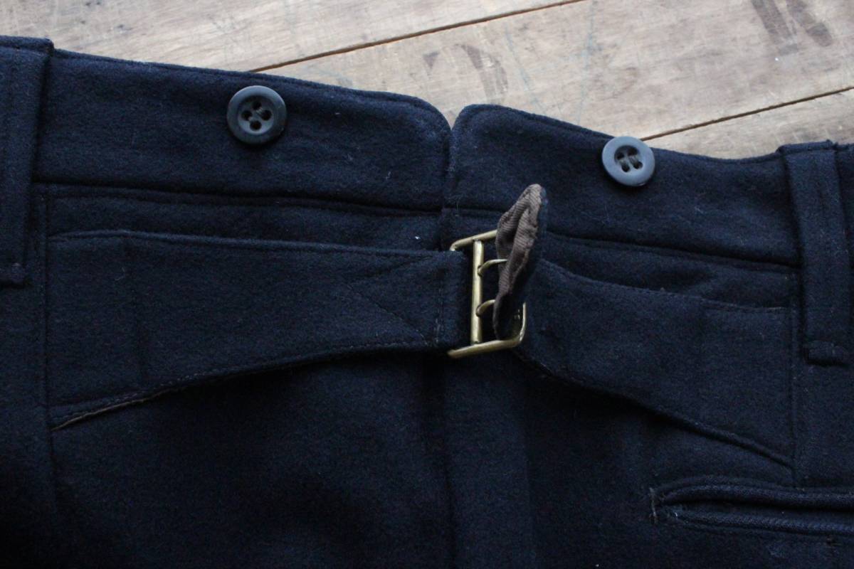 1900s 10s[ the US armed forces Vintage ] wool sinchi buckle pants / dark navy / military WW1 Indian Wars antique 