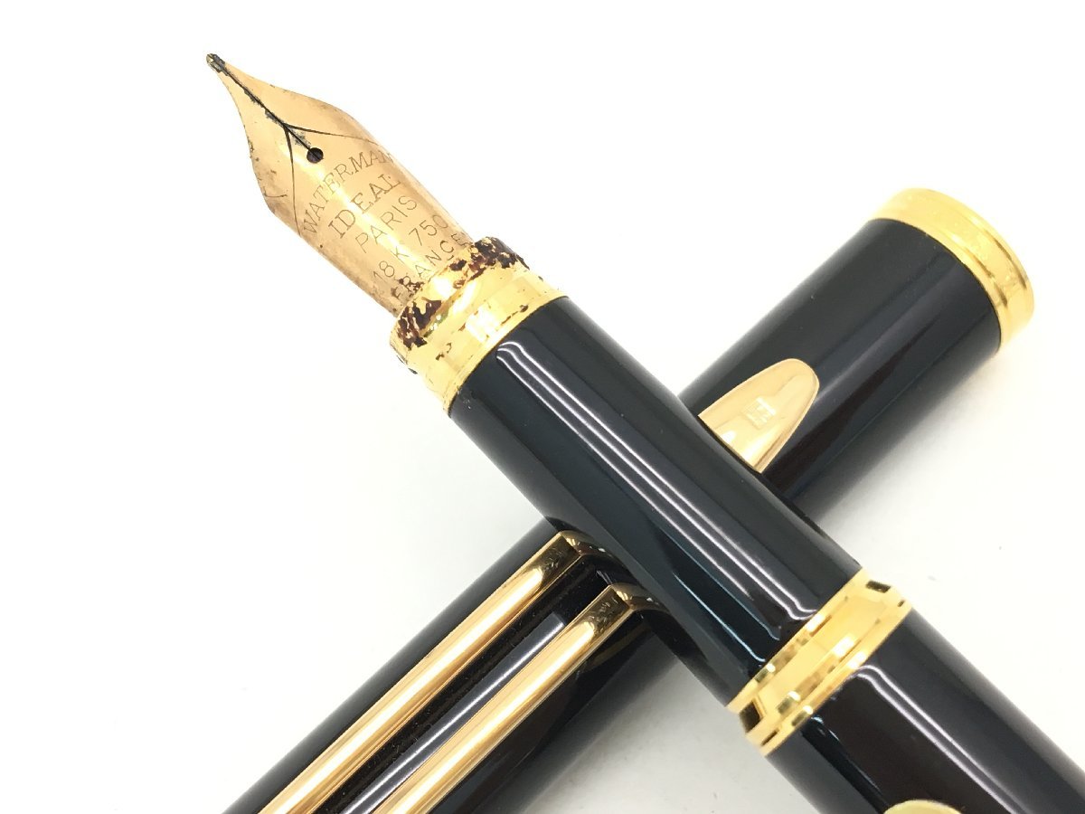 ウォーターマン 万年筆 ペン先18K 750 F ブラック×ゴールド 筆記未確認