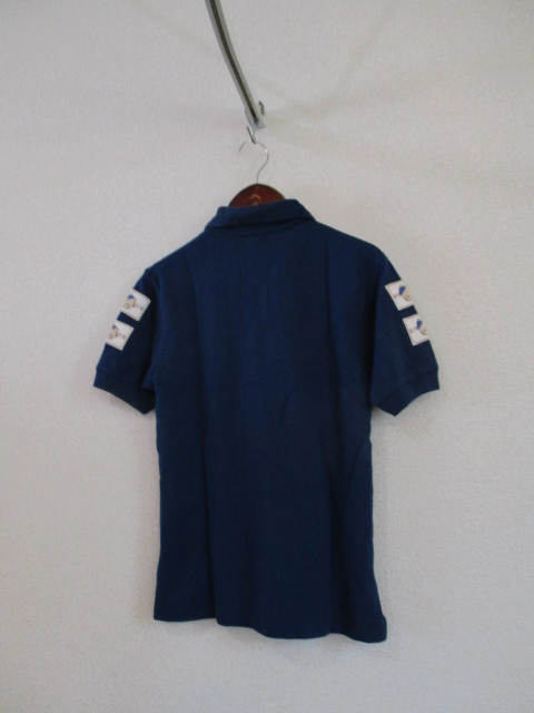 unplusun紺クマの刺繍 半袖ポロシャツ （USED）80318_画像6