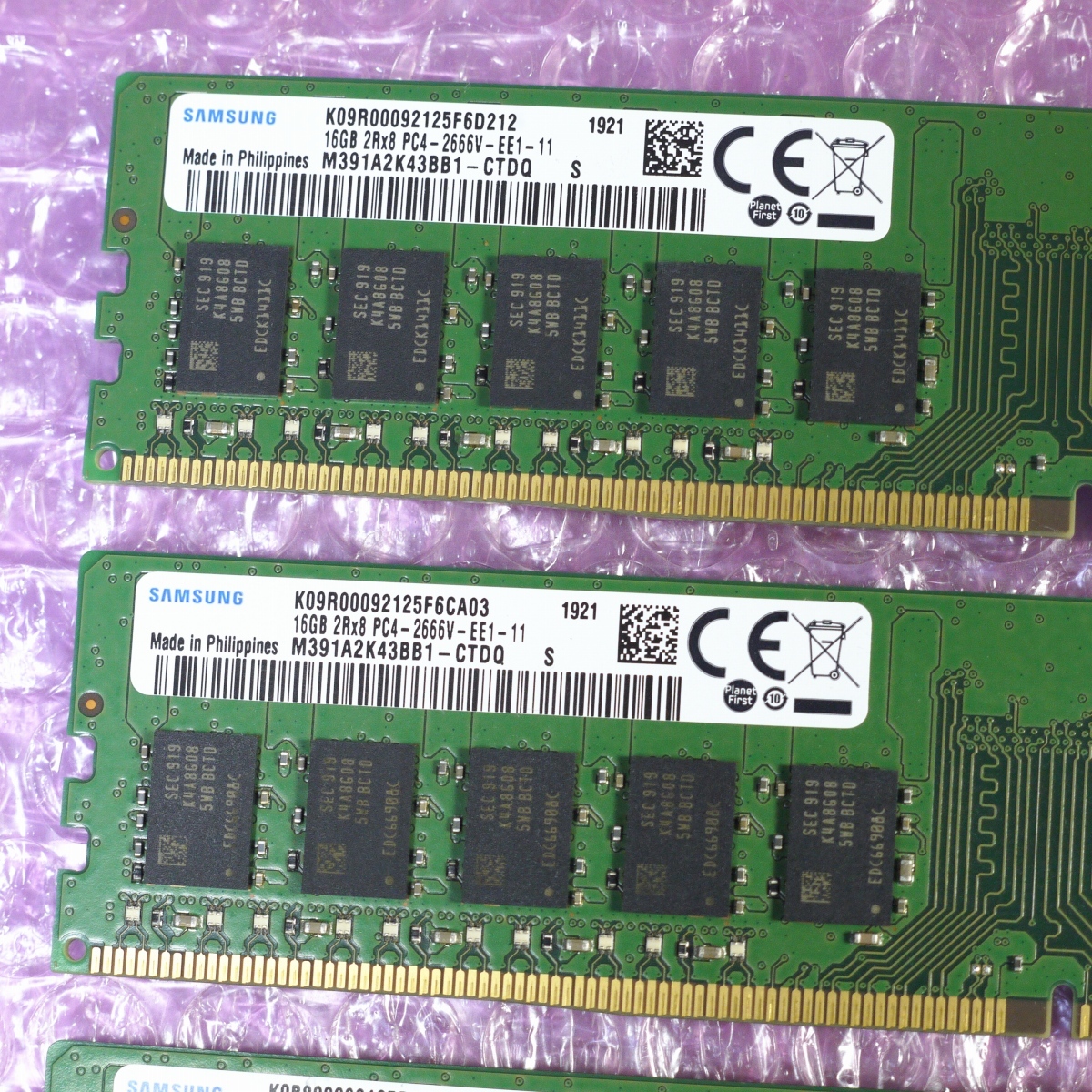 Samsung DDR4 メモリ DDR4-2666Mhz 16GB×4枚 64GB ECC Unbuffered DIMM (サーバー・ワークステーション向けメモリ)　_画像3