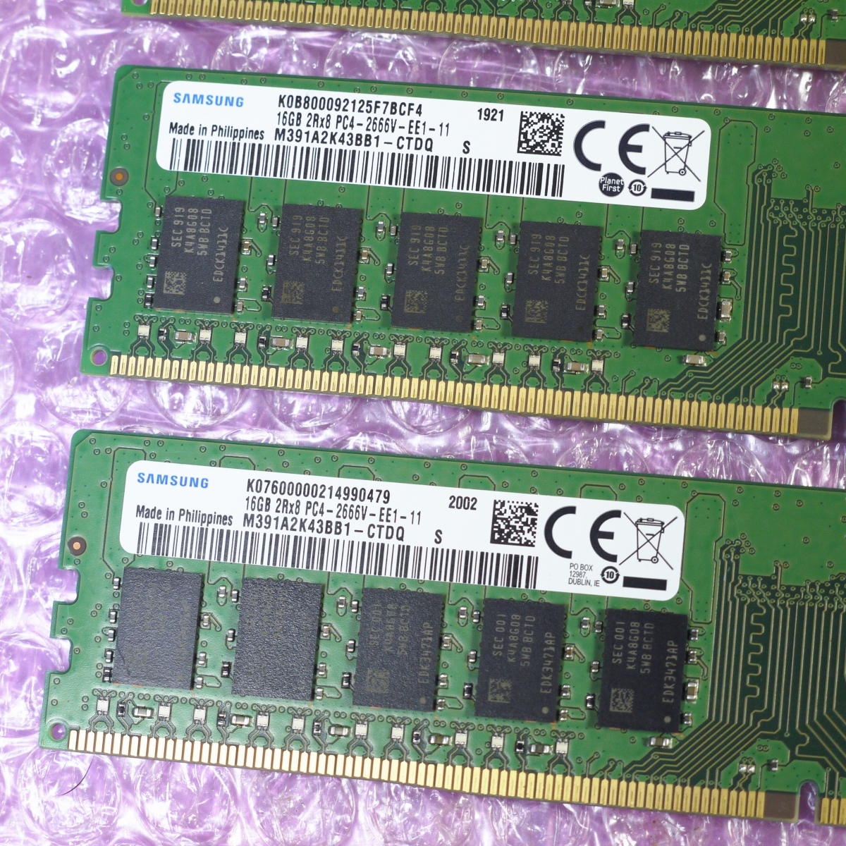 Samsung DDR4 メモリ DDR4-2666Mhz 16GB×4枚 64GB ECC Unbuffered DIMM (サーバー・ワークステーション向けメモリ)　_画像4