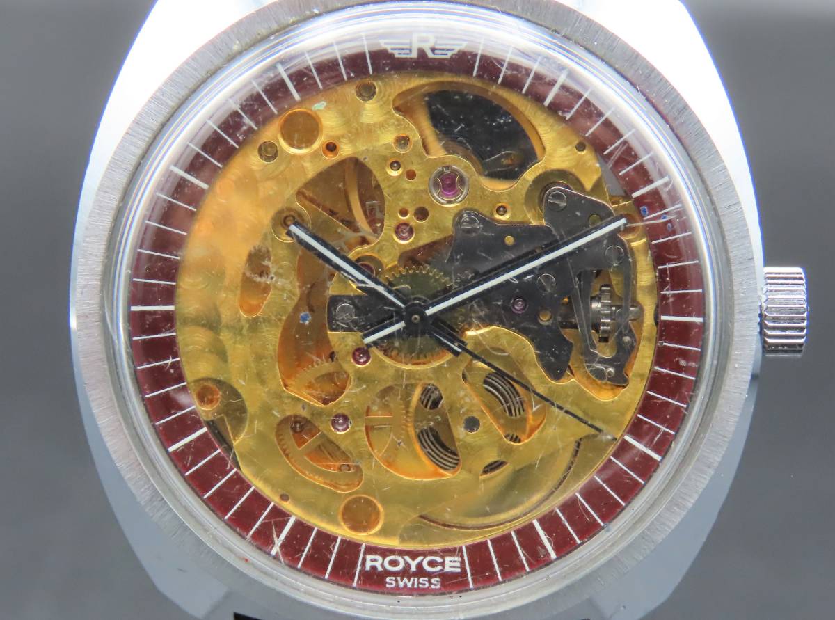 1円~! 稼動品☆正規品 ROYCE ロイス 自動巻き スケルトンダイヤル