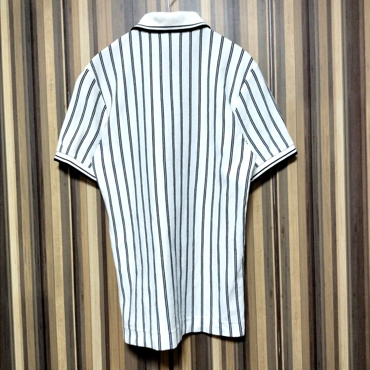 【LACOSTE】ラコステ ワニロゴ ストライプ 日本製 半袖 ポロシャツ S