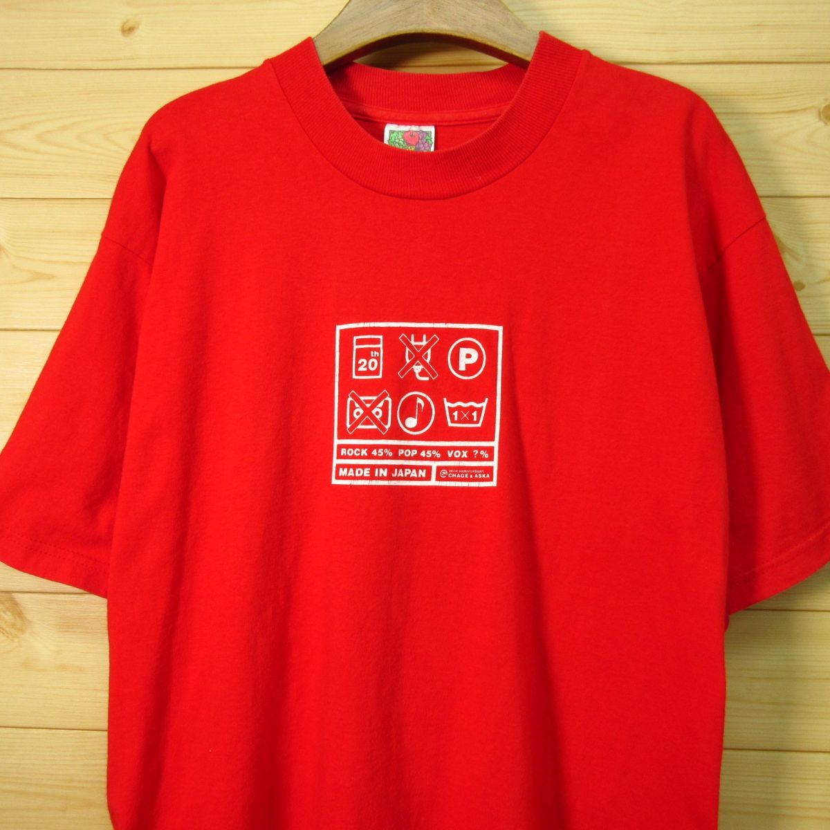 ◎CHAGE and ASKA チャゲ&飛鳥 デビュー20周年◆半袖 Tシャツ グッズ チャゲアス◆メンズ 赤 Mサイズ◆A2176_画像3