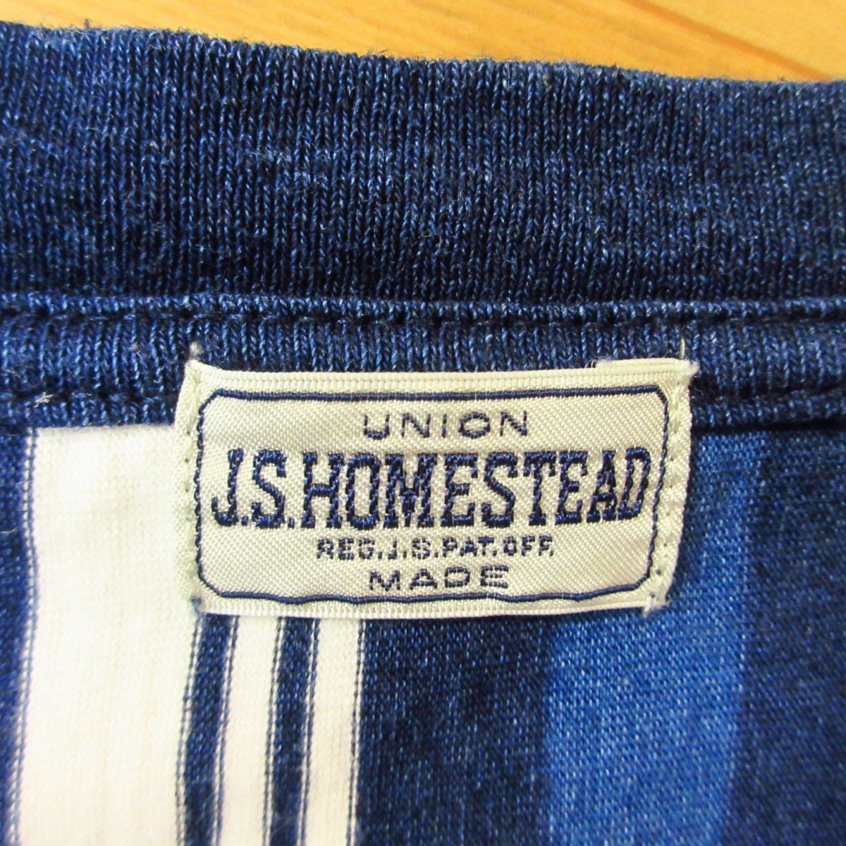 ◎美品！J.S Homestead ジャーナルスタンダード◆半袖 Tシャツ ストライプ デニム風◆メンズ 紺x白 Sサイズ◆A2238_画像5