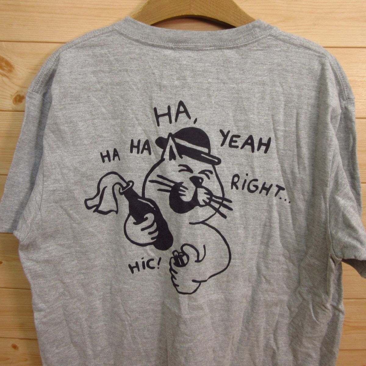 ◎良品！A.FOUR Labs エーフォーラブス◆半袖 Tシャツ バックプリント YEAH RIGHT...◆メンズ グレー Mサイズ◆A2325_画像3