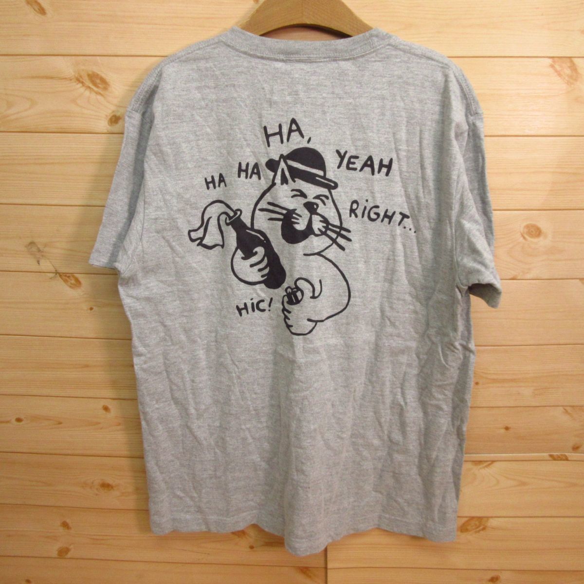 ◎良品！A.FOUR Labs エーフォーラブス◆半袖 Tシャツ バックプリント YEAH RIGHT...◆メンズ グレー Mサイズ◆A2325_画像1