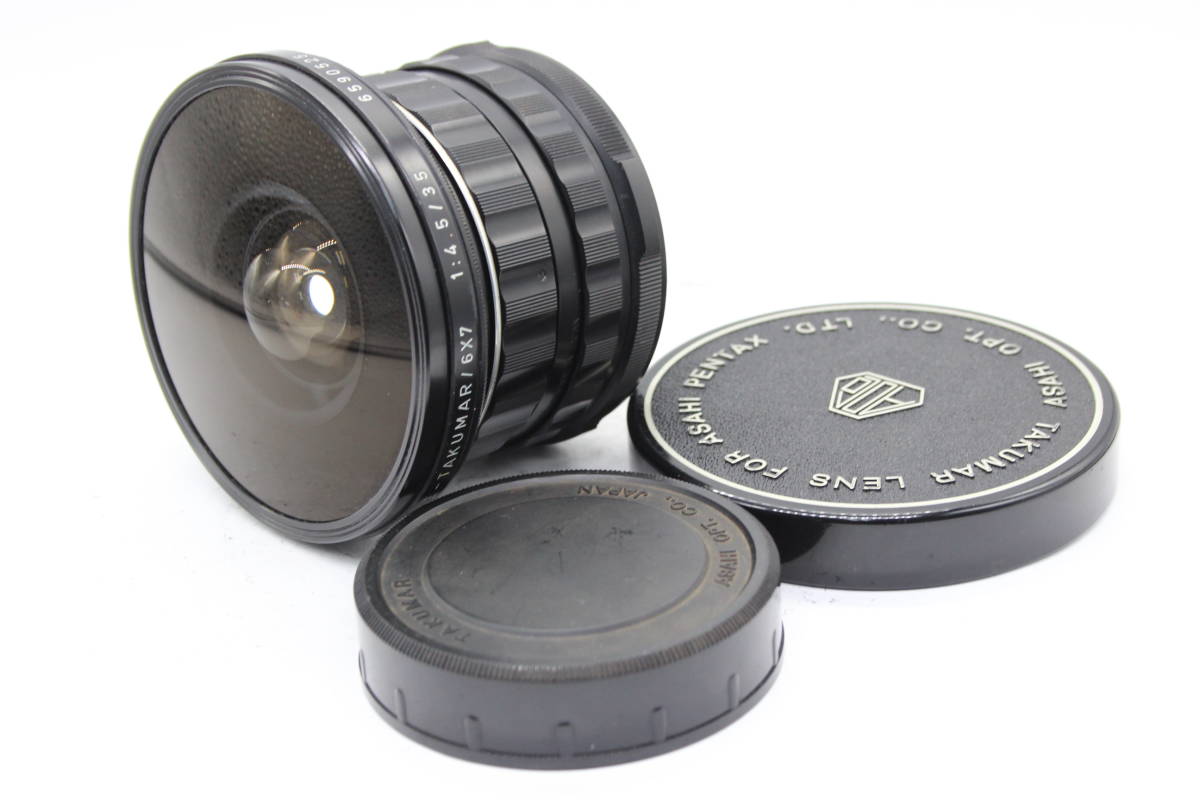 【返品保証】 ペンタックス Pentax Super-Multi-Coated Fish-Eye-Takumar 6x7 35mm F4.5 前後キャップ付き 中判 レンズ s301の画像1