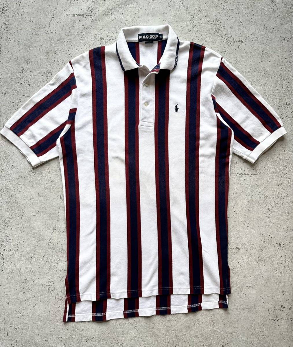 80s-90s USA製 POLO GOLF - RALPH LAUREN MULTI STRIPE POLO VINTAGE アメリカ製 ラルフローレン マルチストライプ ポロシャツ ビンテージ_画像10