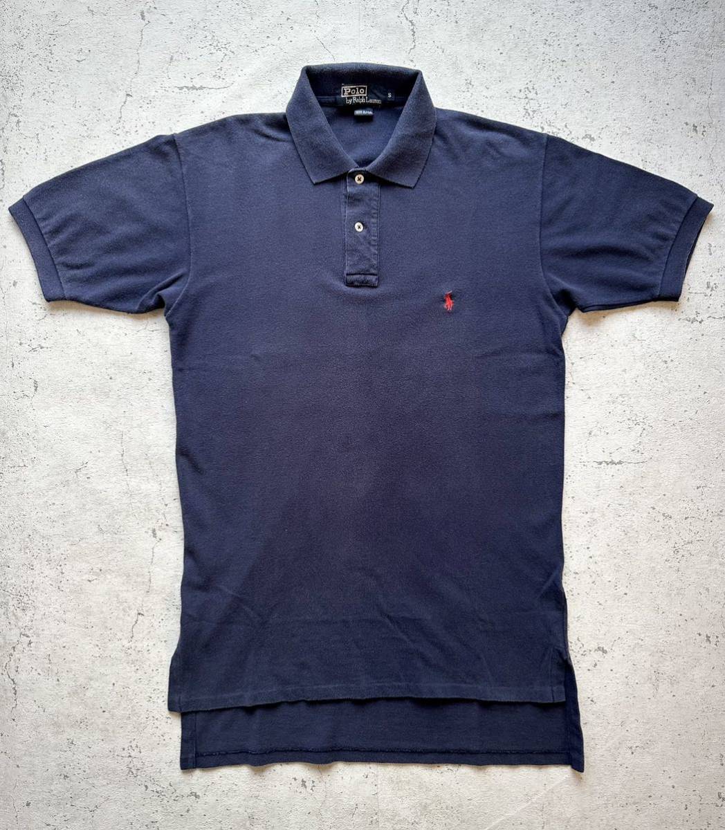 90s USA製 RALPH LAUREN - ONE POINT POLO SHIRT NAVY S VINTAGE アメリカ製 ラルフローレン ワンポイント ポロシャツ オールド ビンテージ_画像10