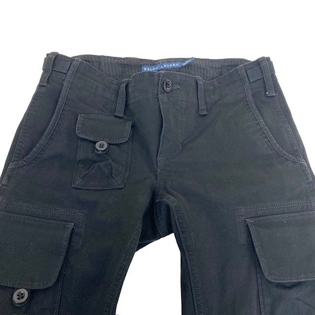 中古 ラルフローレン RALPH LAUREN カーゴパンツ 黒 レディース サイズ4_画像2