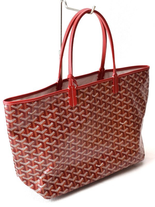 未使用品 GOYARD ゴヤール 【サンルイPM ポーチ付き コーティングキャンバス トートバッグ 】レッド PVC_画像2