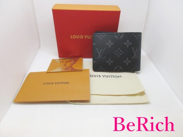 美品 ルイヴィトン LOUIS VUITTON ポルトフォイユ スレンダー 二つ折り 財布 モノグラム エクリプス M62294 グレー 【中古】 bs3295_画像8