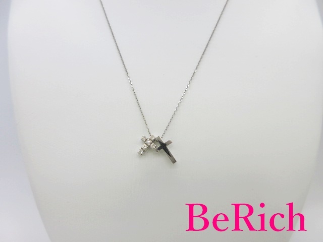 4℃ ヨンドシー pt850 クロス モチーフ ネックレス ペンダント 透明石 プラチナ 宝石 ジュエリー アクセサリー 【中古】 ba2440_画像1