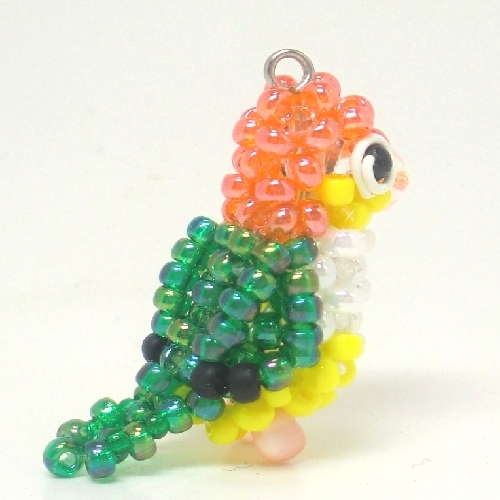  white is la parakeet beads. small bird * atelier small bird shop san 3WAY( strap * smartphone Jack * fastener charm ) beads parakeet strap parrot 