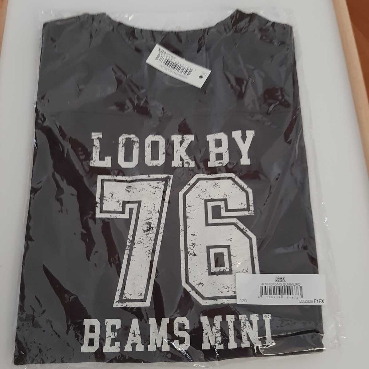 【120cm】 LOOK by BEAMS mini 半袖 夏物 カレッジプリントワンピース 黒 ブラック ルック バイ ビームス ミニ　女の子 送料無料　匿名配送