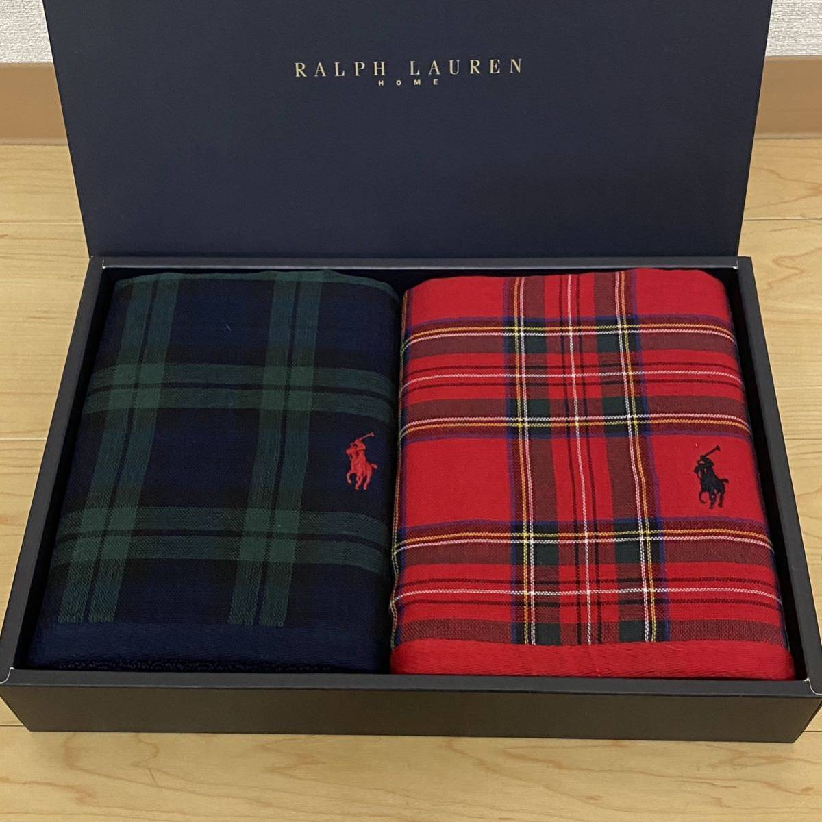 RALPH LAUREN ラルフローレン ハンドタオル 2枚セット　グリーン　レッド　チェック　no.87_画像2