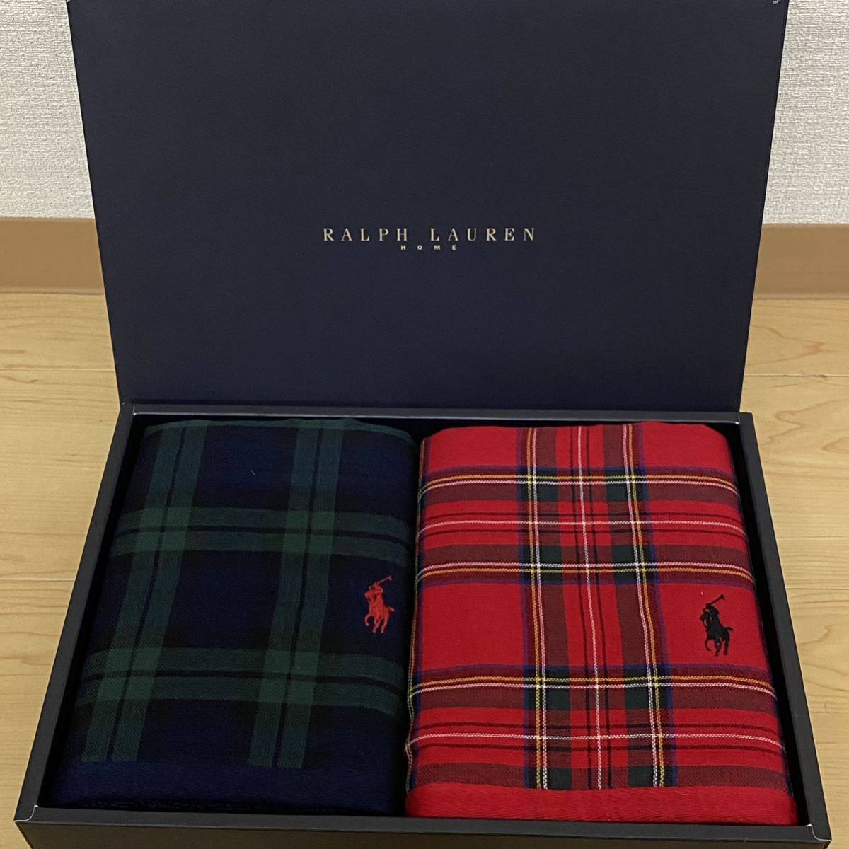 RALPH LAUREN ラルフローレン ハンドタオル 2枚セット　グリーン　レッド　チェック　no.87_画像1