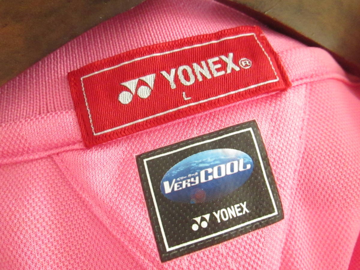 YONEX GOLF ヨネックス ゴルフ サイズＬ ☆ ベリークール メンズ 半袖 ポロシャツ ゴルフシャツ アーガイル ☆ ピンク_画像9