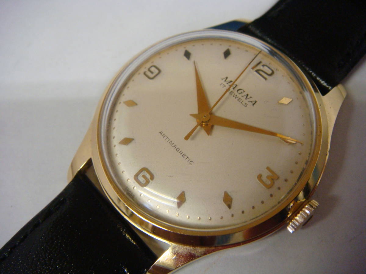 ◆◇319Z【デッド未使用】在庫品1960S　スイス製MAGNA手巻腕時計（ワケアリ動品油切れ？）修理・部品取りなどに　ジャンク◇◆