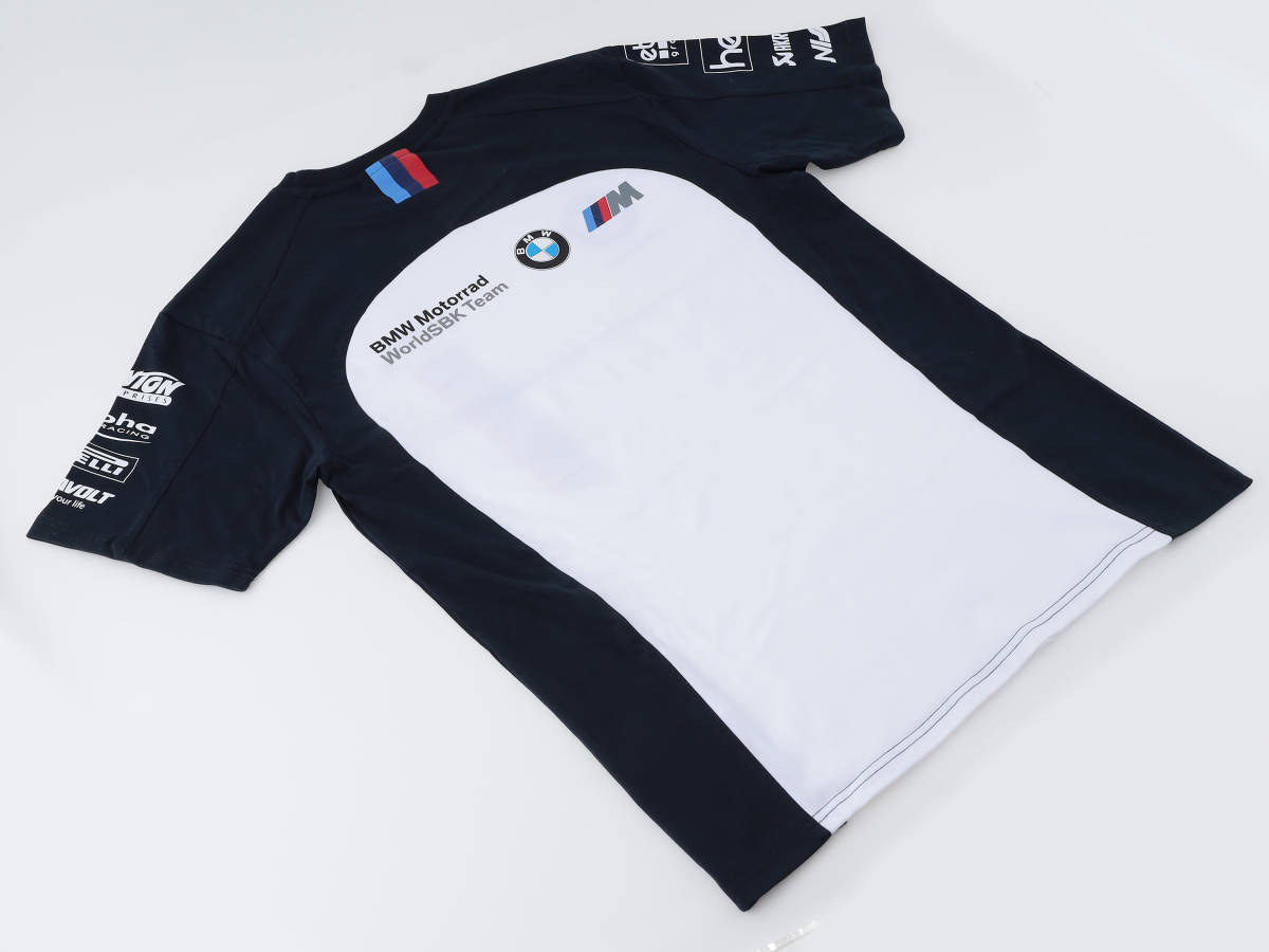 BMWmotorrad WorldSBK navy blue white T-shirt cotton [M] official official T-shirt rare!!