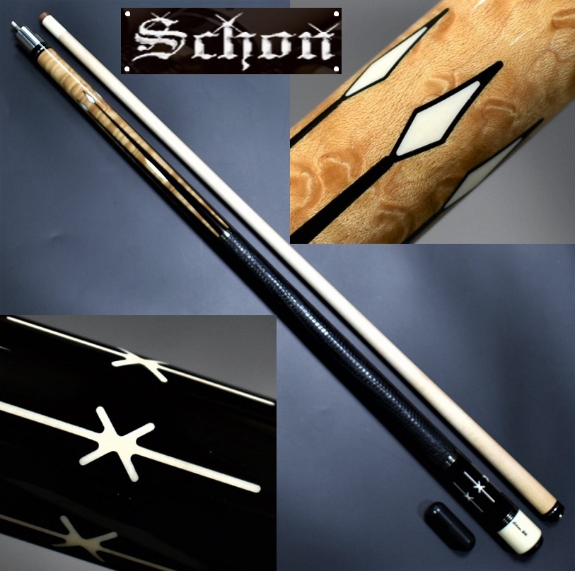 リアル 新品同様◇Schon Custom Cues☆Ltd☆6剣 背割り極イボ リザード