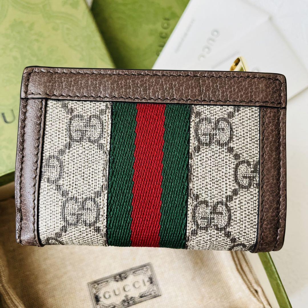 GUCCI 三つ折り財布 GGスプリーム オフィディア 現行品-