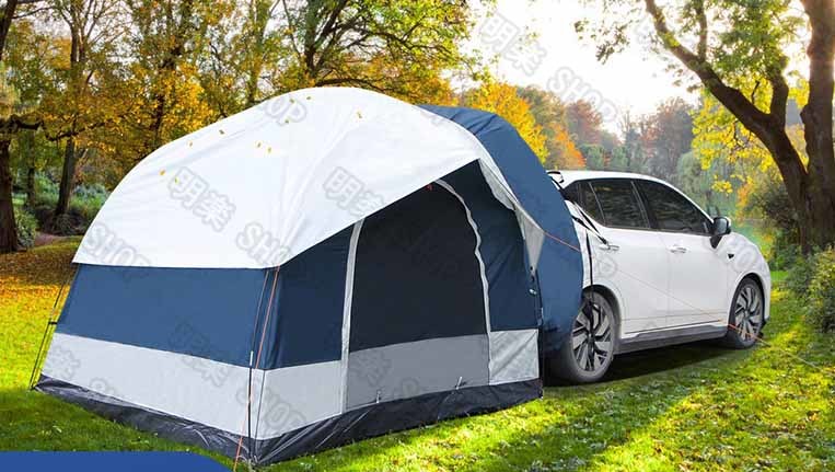 車に連結バックドアテント EVに最適 キャンプテント 車中泊テント 車カーサイドタープ テント リアゲートタープ カーテン4人利用可 Cタイプ