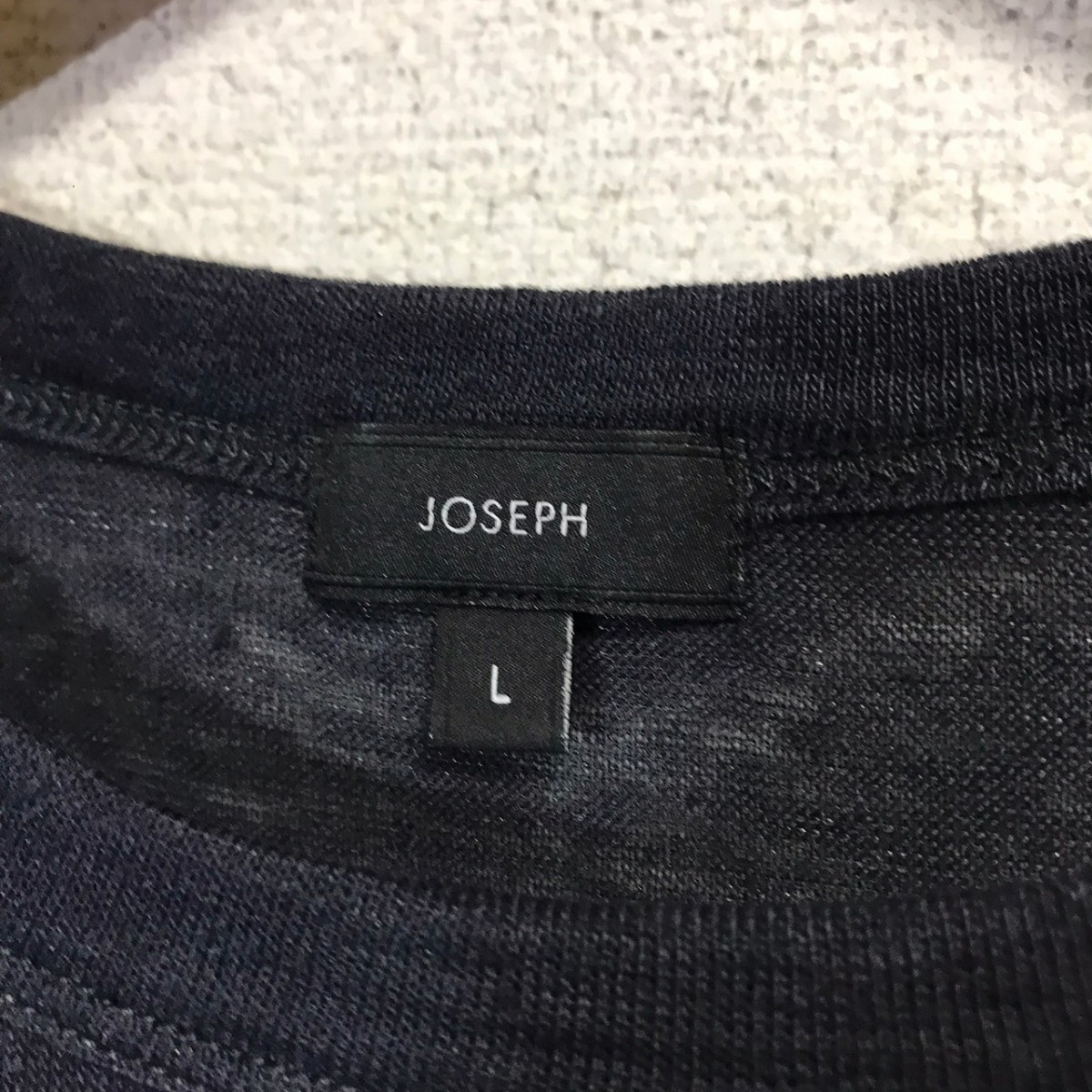 H3991dL JOSEPH ジョゼフ サイズL 半袖Tシャツ カットソー プルオーバー 薄手 ネイビーブラック レディース 涼しげ アシンメトリー_画像6