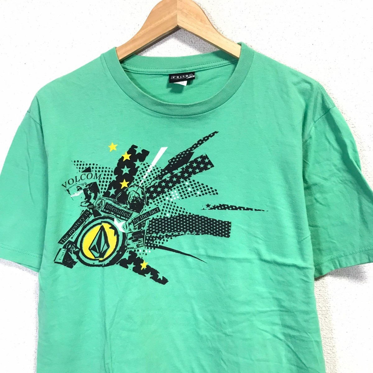 H4032dL メキシコ製 VOLCOM ボルコム サイズM 半袖Tシャツ プリントTシャツ USED 古着 ストリート スケーター グリーン 綿100% MEXICO_画像4