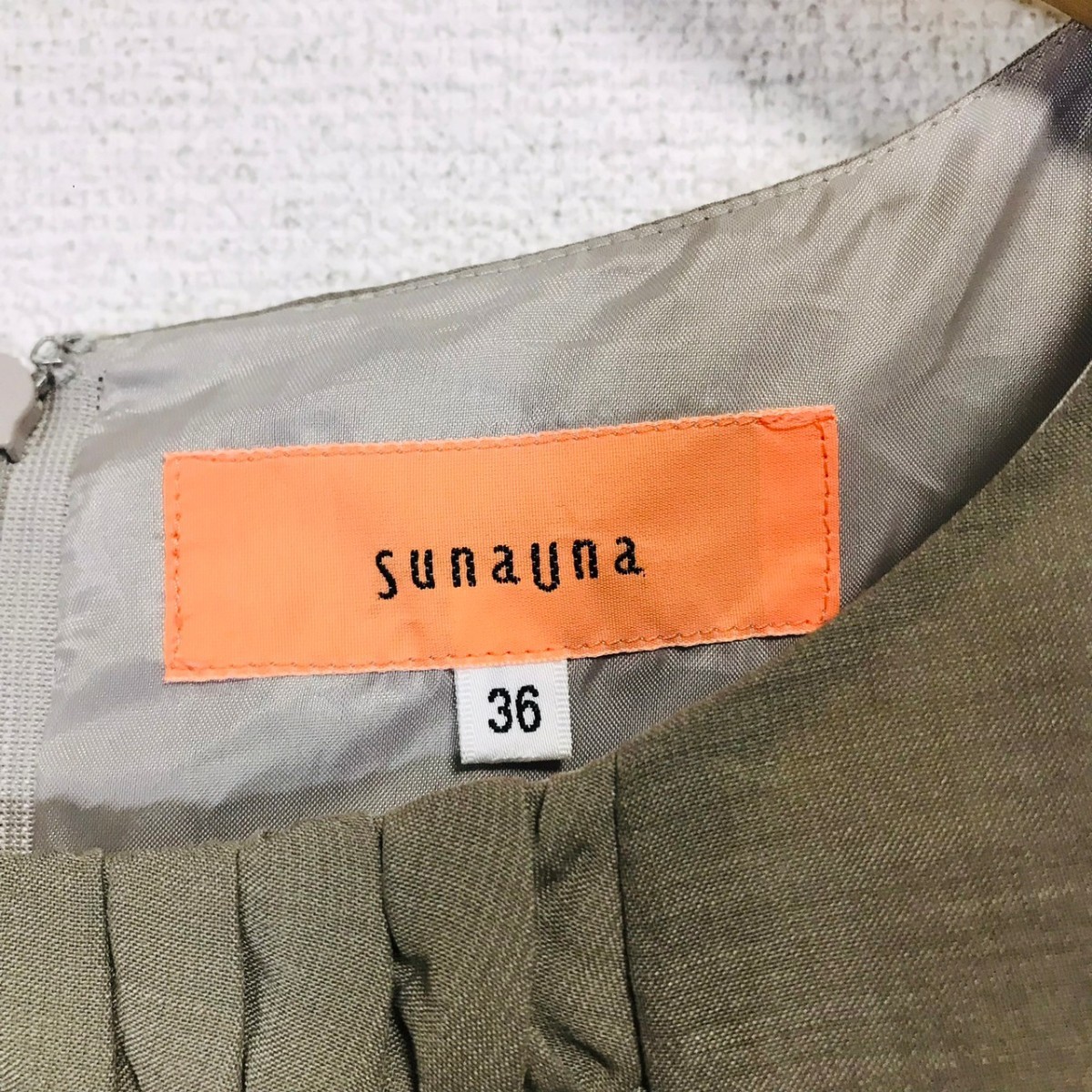 H4199dL SunaUna SunaUna size 36 (S rank ) short sleeves One-piece pleated skirt gray lady's polyester 100% world 