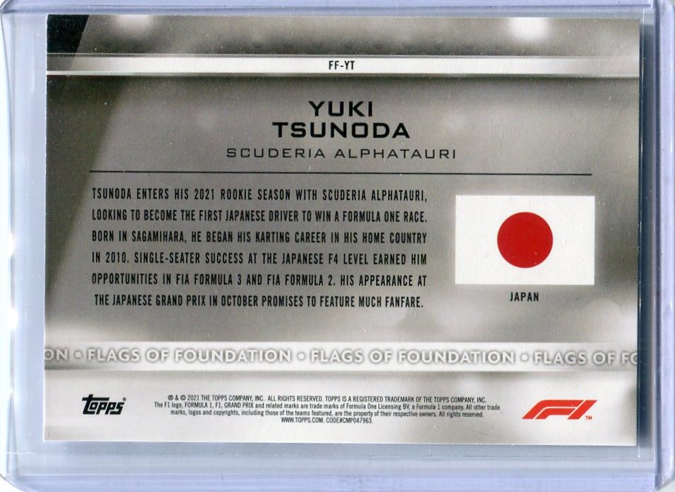 2021 Topps Formula 1 Flags of Foundation #FF-YT Yuki Tsunoda インサートカード 角田裕毅_画像2