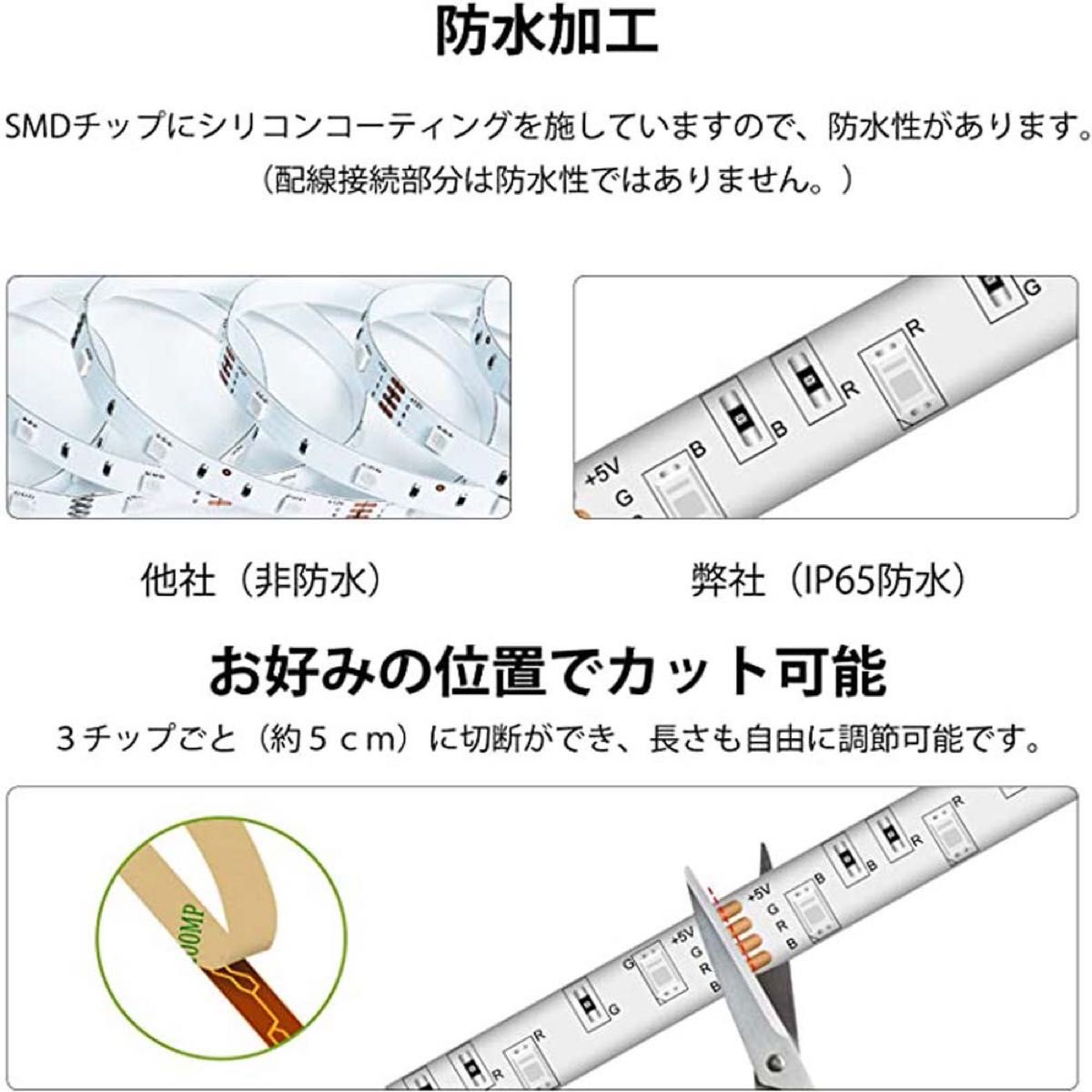 LEDテープライト RGB LEDテープ 4m LEDライトテープ 間接照明 リモコン