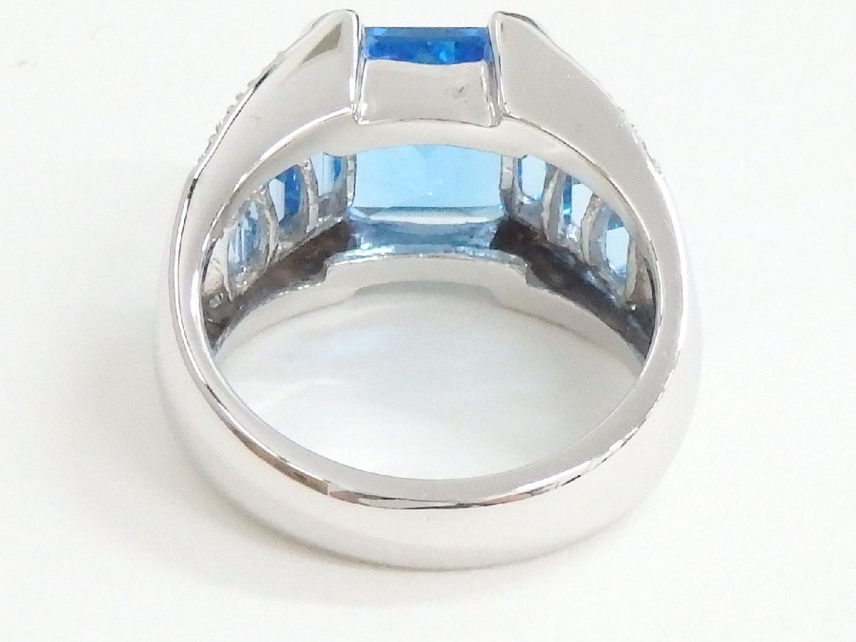 本物 ブルートパーズ 5.89ct ダイヤモンド 0.10ct 750 WG リング 指輪 11号 ホワイトゴールド ブルー_画像3