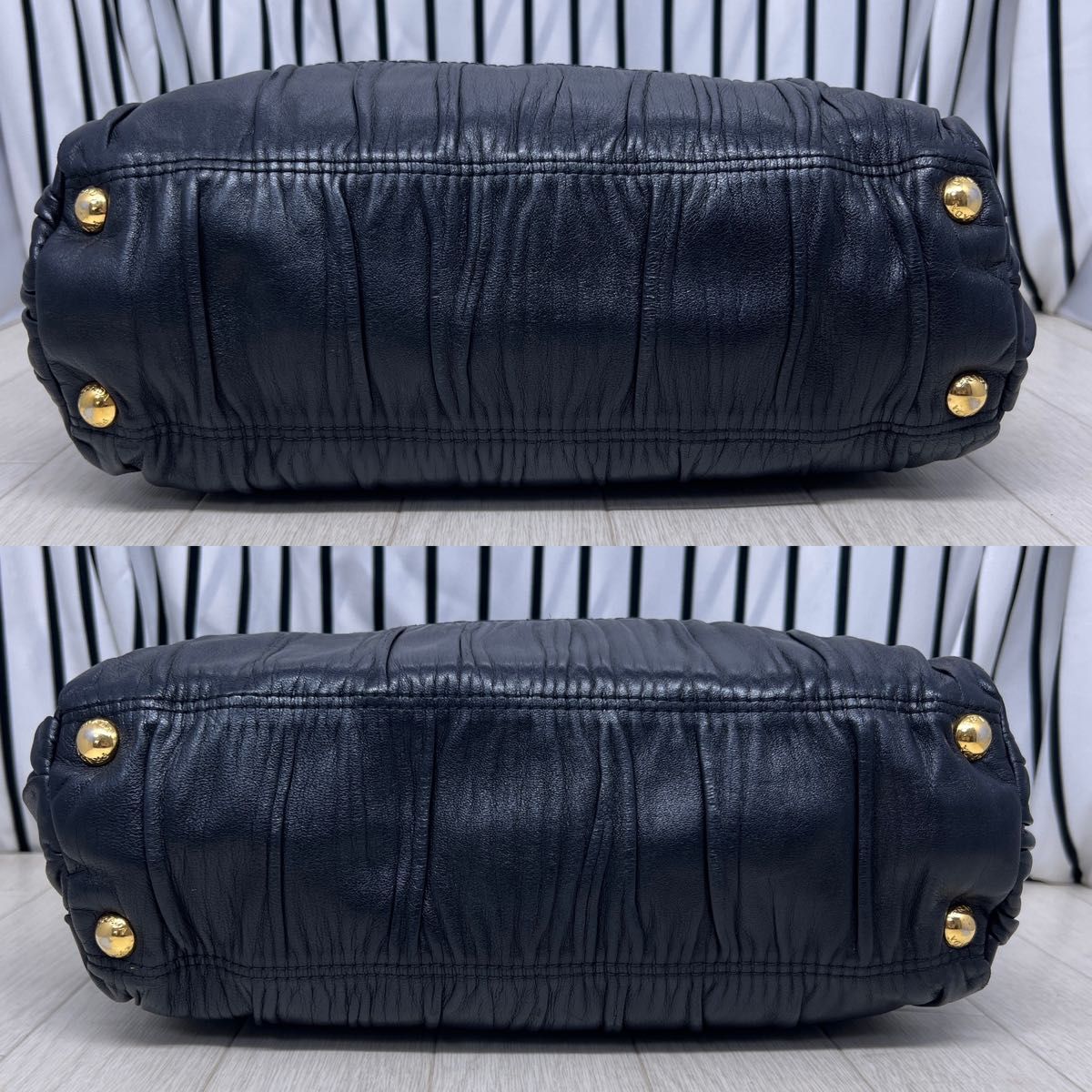 美品】PRADA×プラダ ギャザーオールレザーハンドバッグ|PayPayフリマ