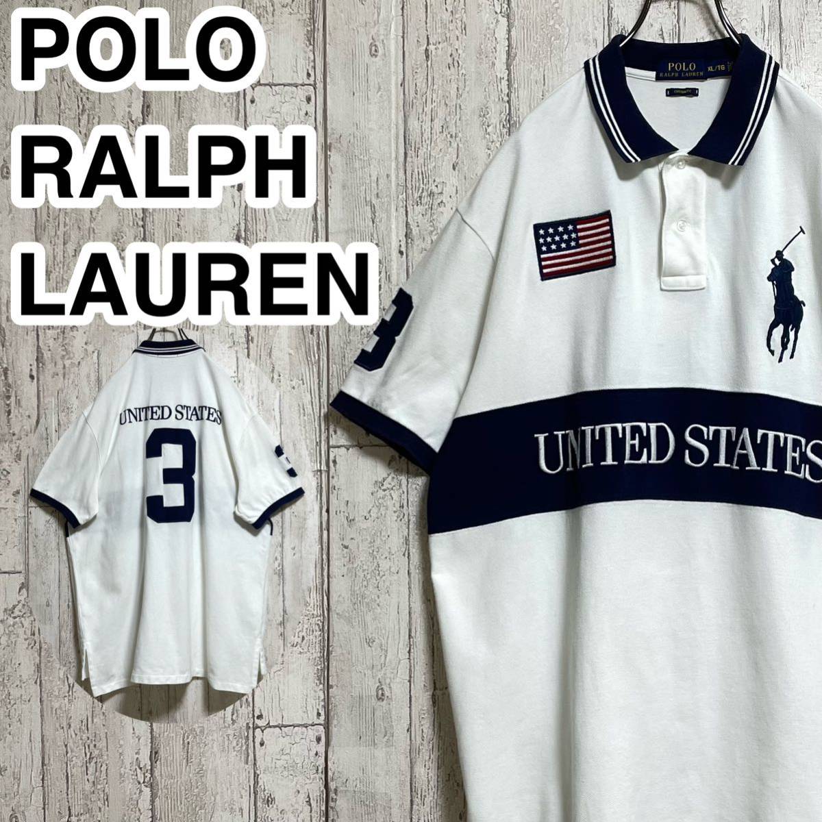 【人気ブランド】POLO RALPH LAUREN ポロラルフローレン 半袖 ポロシャツ ビッグサイズ XLサイズ ホワイト ビッグポニー 23-213