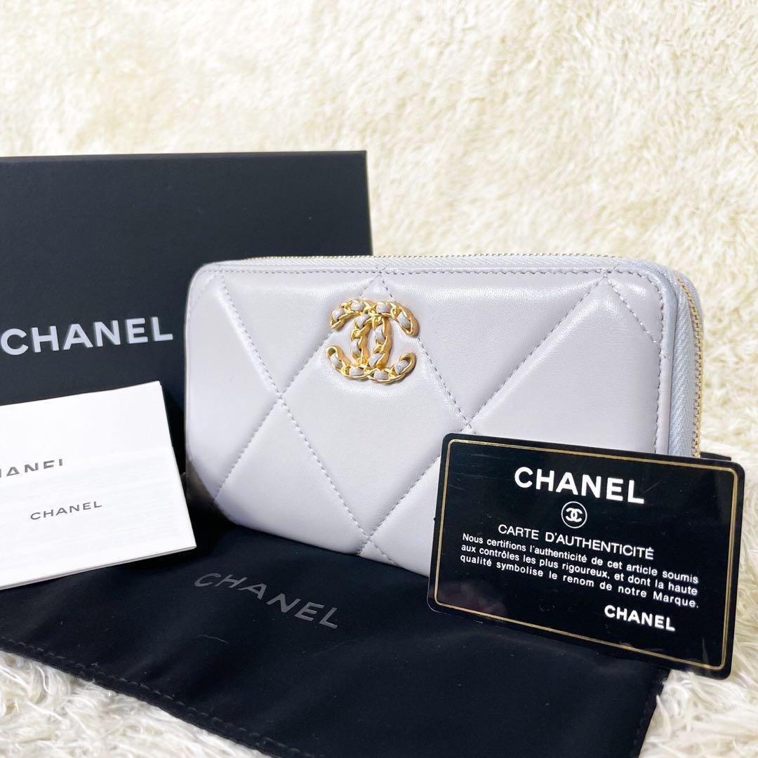 1円 ☆美品☆ CHANEL シャネル シャネル19 長財布 ラウンドファスナー