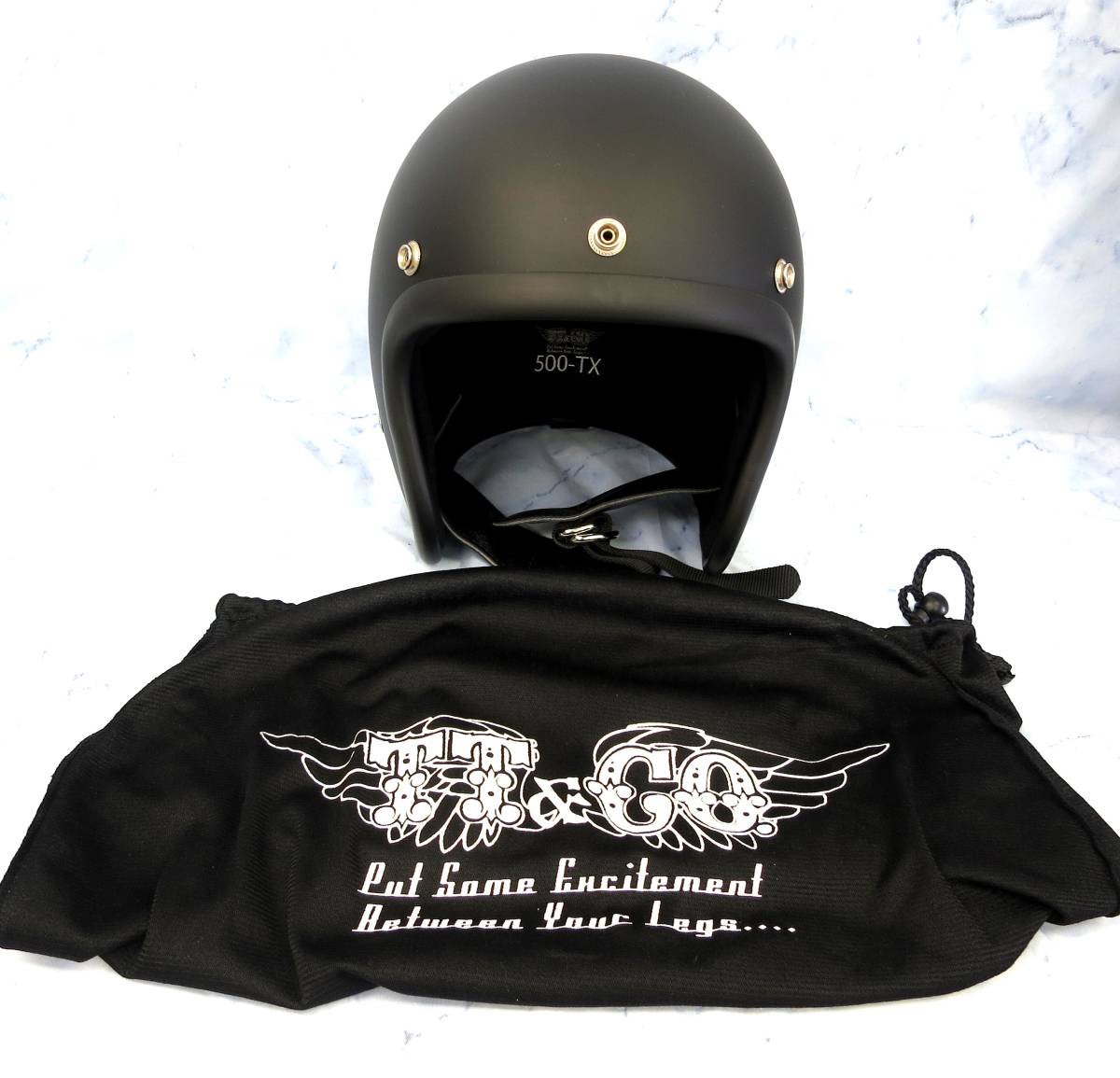 1円スタート TT&CO 500-TX ジェット ヘルメット XL XXL ブラック_画像1