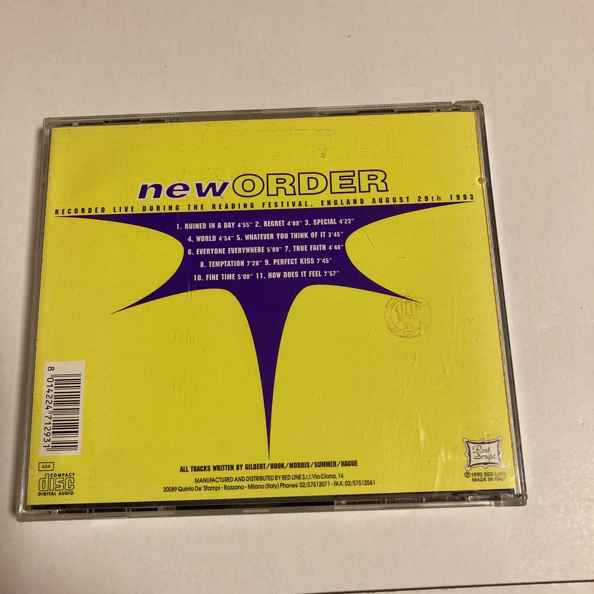 NEW ORDER EUROPE 1993 READING FESTIVAL レディング・フェスティバル PERFECT KISS REGRET TEMPTATION TRUE FAITH BLUE MONDAY FINE TIME _画像3