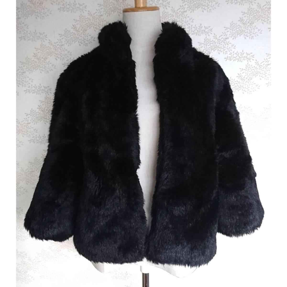  boa coat fur coat mo Como ko outer coat fur Fur vintage Vintage Vintage old clothes boa coat fur black black 7 minute height 