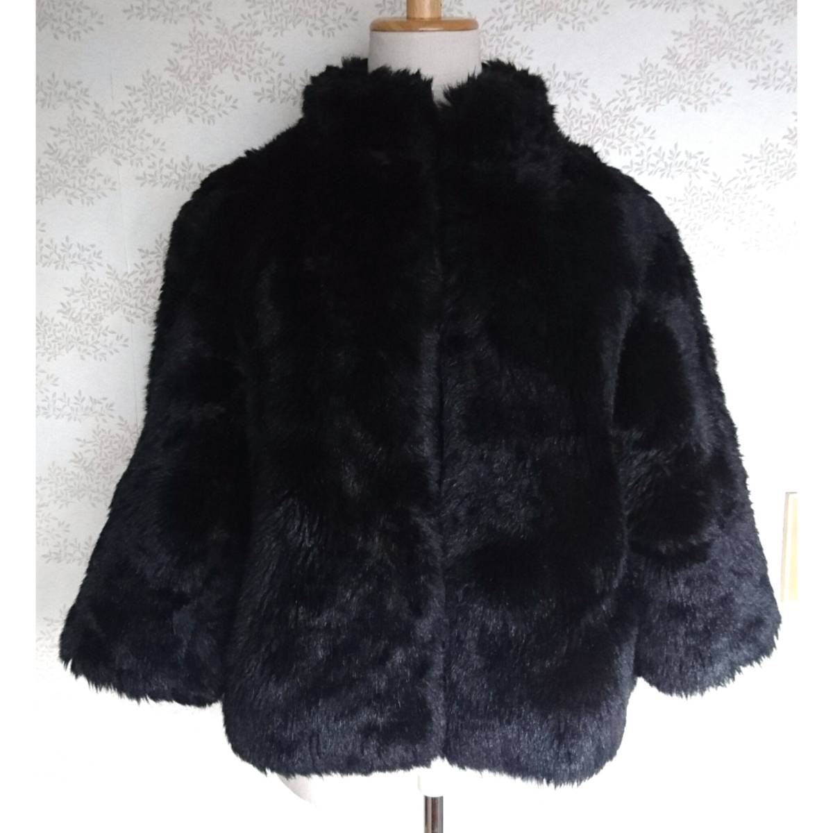  boa coat fur coat mo Como ko outer coat fur Fur vintage Vintage Vintage old clothes boa coat fur black black 7 minute height 