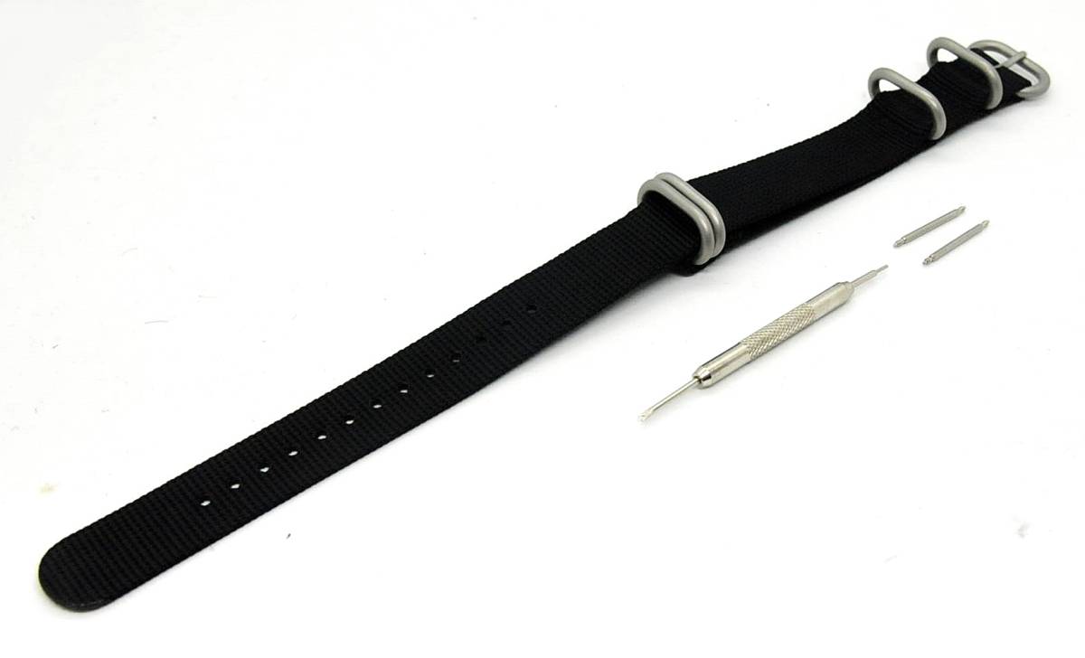 腕時計ベルト NATOタイプ 22mm ブラック 黒 厚手 ナイロン素材の画像3