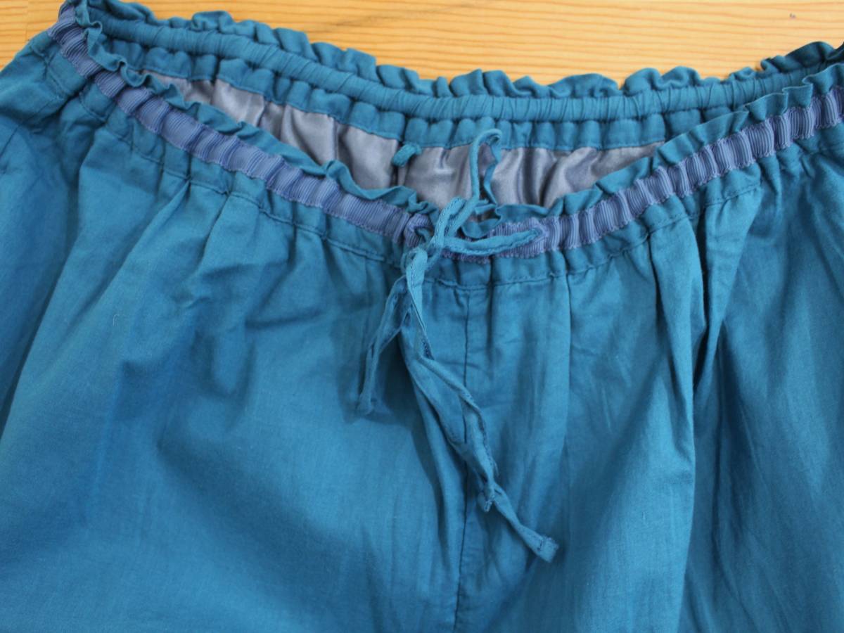  beautiful goods *Vert Dence Vert Dense * cotton wide pants gaucho pants (M) blue green 