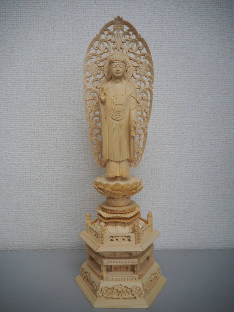 収集品 彫り物 本金箔 木製 国産 手彫り 4つセット 仏壇用2740-